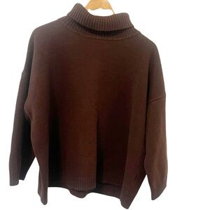 Margaret O’Leary Brown Wool Blend Turtleneck Pullover Sweater Size Large